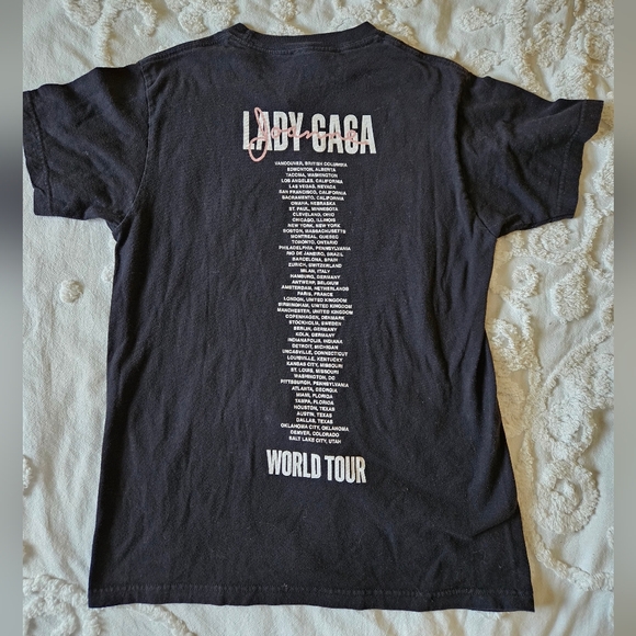 Lady Gaga Joanne World Tour Black Indie Sleeze Vintage Short Sleeve Tshirt Med - Picture 4 of 5